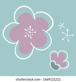 Cherry Blossom Background Sakura Flowers Pink Flat Vector Illustration