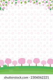 Cherry blossom background with space for text. Vector illustration.