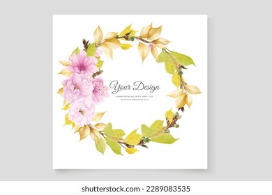 cherry blossom background and wreath illustration design