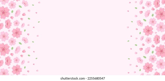 Fondo del cartel de la florecimiento del cerezo. Caer Petals y hojas Ilustración.