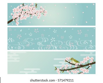 Cherry blossom banner set