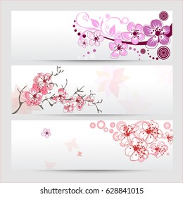 Cherry blossom banners set