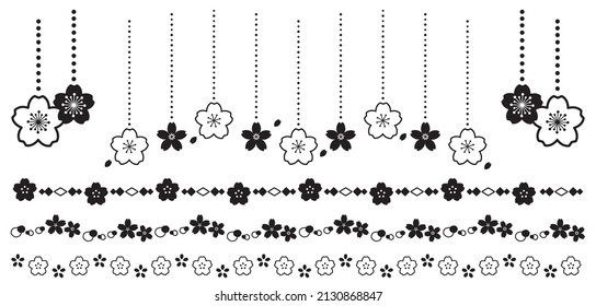 Cherry blossom border in black and white