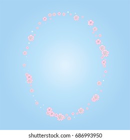 Cherry blossom border. Japanese flower frame.