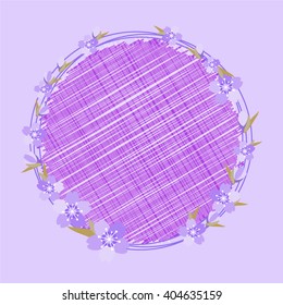 Cherry blossom branch flower on circle purple background