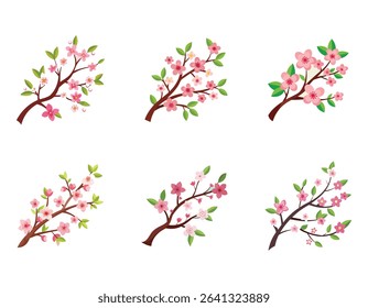 a cherry blossom branch icon with small flowers bl
