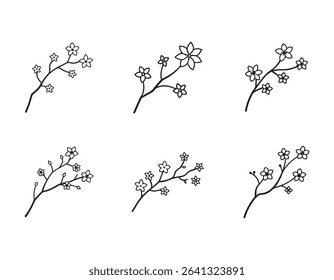 a cherry blossom branch icon with small flowers bl