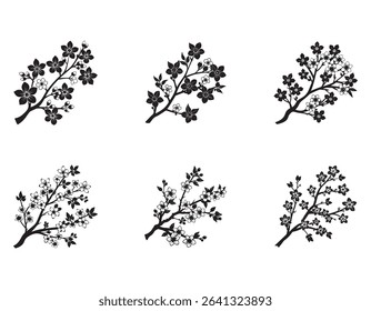 a cherry blossom branch icon with small flowers bl