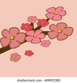Cherry Blossom branch  illustration vector pink tone spring tone 
