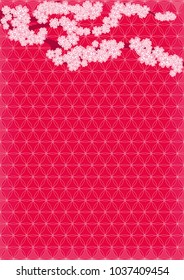 Cherry blossom branch on a japanese oriental pink background