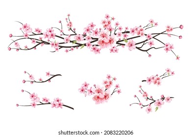 Rama de cerezo con flor de: vector de stock (libre de regalías) 2083220206  | Shutterstock