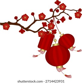 cherry blossom branch. tree branches with sakura flower vector