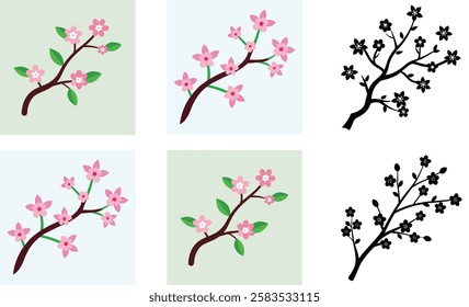 Cherry blossom branch, cherry blossom tree. Cherry Blossom Branch Illustrations