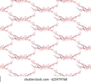 Cherry blossom branches seamless pattern.