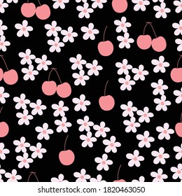 Cherry Blossom and Cherries seamless pattern