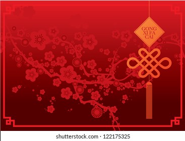 cherry blossom with chinese knots chinese lunar new year template vector/illustration