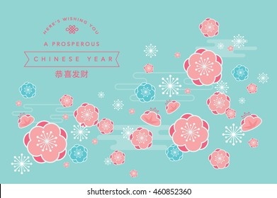 cherry blossom/ chinese new year template vector/illustration with chinese character that means wishing you prosperity