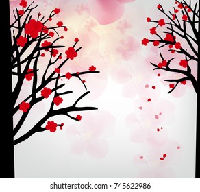 Cherry blossom for Chinese New Year and lunar new year 2018, new year with background flowers