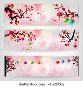 Cherry blossom for Chinese New Year and lunar new year 2018, new year with background flowers