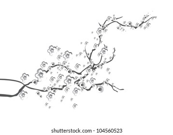 cherry blossom Chinese painting vector/illustration