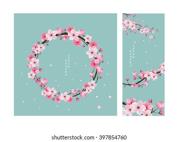 cherry blossom collection , greeting cards , seamless texture , japanese floral pattern