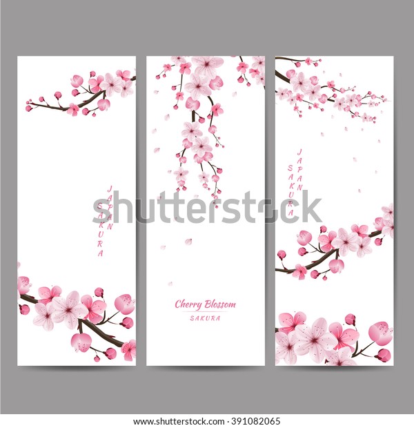 桜の花収集 グリーティングカード シームレスなテクスチャー 和花柄 のベクター画像素材 ロイヤリティフリー