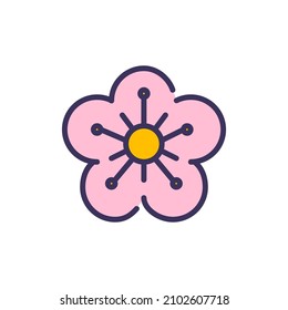Cherry blossom colored icon. Pixel perfect, editable stroke