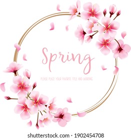 Cherry blossom decoration frame material with the image of spring