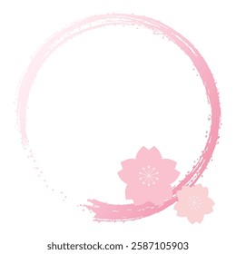 Cherry Blossom Decoration, Hand-Painted Circular Stroke Frame
