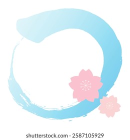 Cherry Blossom Decoration, Hand-Painted Circular Stroke Frame