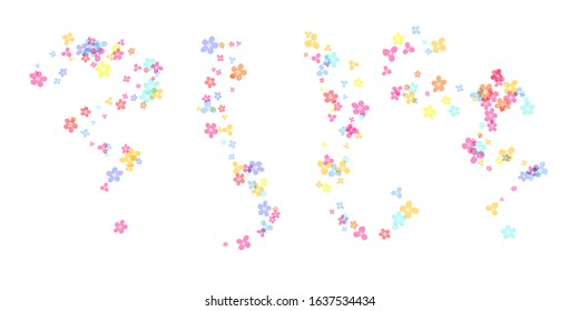 Cherry blossom decorations. Simplistic colorful  floral ornate design elements.