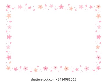 Cherry blossom decorative frame isolated on white background.