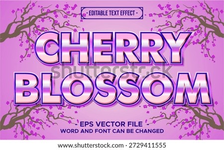 Cherry Blossom Editable 3D Text Effect Vector with Sakura Flowers for Spring Theme Design