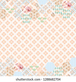 Cherry blossom elements with geometric geometric background.