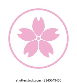 Cherry blossom emblem. Editable vector.