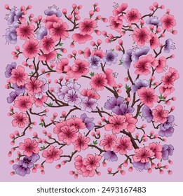 cherry blossom embroidery abstract elements floral flower 