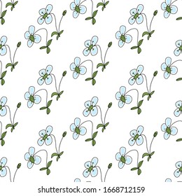 Cherry blossom floral pattern. Floral illustration isolated on white background. Seamless texture. Simple vector design for fabric, textile, weddings, packaging, flower shop, website, floristry.