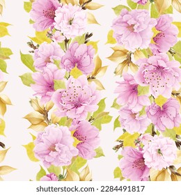 cherry blossom floral summer and spring seamless pattern