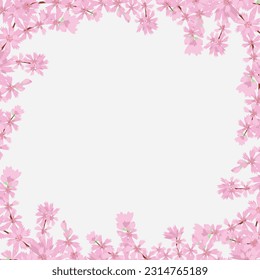 Kirschblüte floraler Hintergrund quadratische Social-Media-Vorlage Banner Vektorgrafik. Frisch rosafarbener floraler Hintergrund für den Frühjahrsommer.