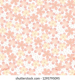 Cherry blossom flower background vector. Pink floral pattern.