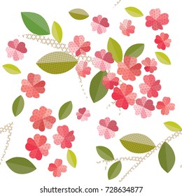 Cherry blossom flower background vector. Pink floral pattern background for backdrop, wallpaper, template, textile.