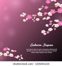 Cherry Blossom Flower Banner great for invitation card, scrapbooking, banner etc