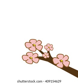 Cherry Blossom flower branch tree with pink and red illustration vector download with copy space isolated on white background