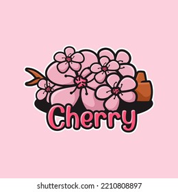 Cherry blossom flower cartoon, flat design style