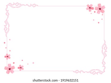 Cherry blossom flower frame on white background vector illustration. Sakura Japanese flower.