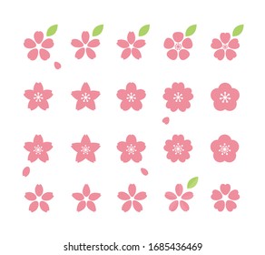 Cherry Blossom Flower Icon Set