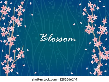 Cherry blossom flower on abstract water wave background for decoration on happy Chinese new year festival.