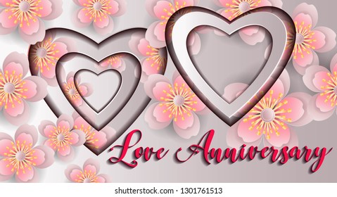 Cherry blossom flower paper cut on beautiful  background with Thai tradition line art-vector