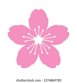 Cherry blossom flower or sakura flat vector color icon for apps and websites