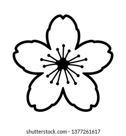 Cherry blossom flower or sakura line vector icon for apps and websites
